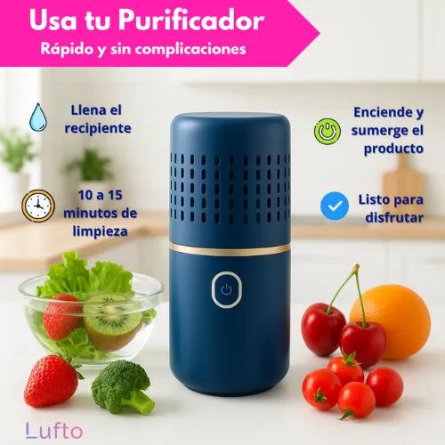 Purificador de Frutas y Verduras - Elimina hasta el 99% de pesticidas, bacterias y residuos invisibles en solo 10 minutos