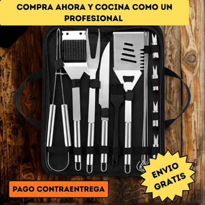 Kit Profesional de Parrilla – 15 Herramientas para el Asado Perfecto